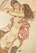 Egon Schiele Two Girls Embracing (Two Friends) (mk12) Sweden oil painting artist